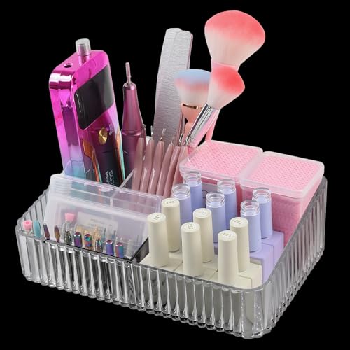 Nail Drill Machine & Bits Storage Box, 10 Holes Transparent Acrylic Drill Bit Holder, Plastic Nail Drill Tool Displayer Holder Case for Nails, Professional Nail Drill Grinding Bit Organizer