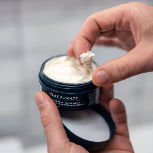 Oars + Alps Clay Hair Pomade for Men with Biotin, Kaolin Oil, Bentonite Clay, Jojoba Oil, Vitamin B7 & B5, Promotes Hair Growth, Medium Hold, Matte Finish, Reduces Frizz, 2.4oz