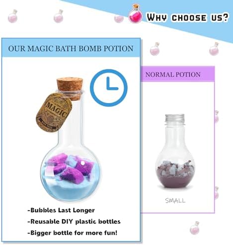 MeCids Magic Potion Bubble Bath Bombs for Kids - Safe & Non-Toxic Bath Color Tablets Bath Potions for Toddlers Ages 4-12 Fun Science Kit Gift for Birthday, Halloween，Thanksgiving，Christmas- 6 Pack