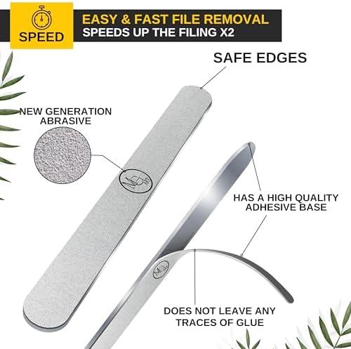 Nail File 100 Grit Professional Russian Manicure Reusable Peel and Stick Nail Files, Replaceable Emery Boards, Steel Base, Manicure Tools for Salon, 50 pcs + 1 Metal Board Set