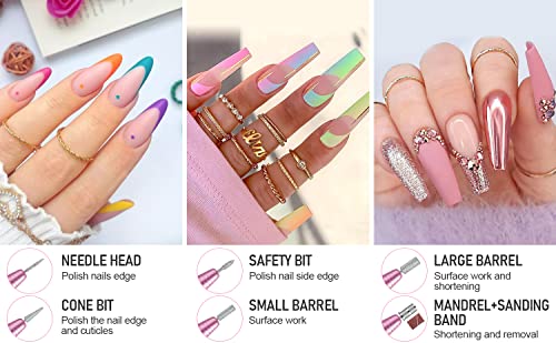 Portable Electric Nail Drill File Machine with Acrylic Nail Kit Set Professional 20000rpm Manicure Pedicure with Sanding Bands Brush for Nail Art Gel Nail Polish Tips Clippers