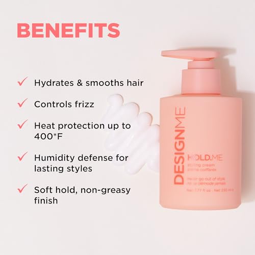 Design.Me HOLD.ME Styling Cream | Hair Smoothing Cream for Blowouts & Sleek Looks | Hydrating, Tames Frizz & Flyaways, Adds Shine & Smooths | Soft Hold | Air Dry or Blow Dry for All Hair Types
