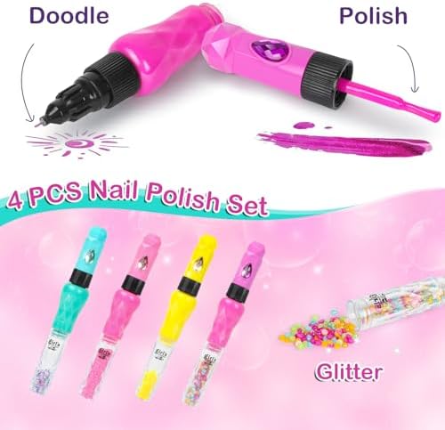 Kids Nail Polish Set for Girls - Nail Art Kit for kids Ages 7-12 - Girl Gifts - Non Toxic Nail Polish,Girls Stuff for Spa,Makeup,Manicure - Birthday Gifts for Girl Age 6 7 8 9 10-12 Years old