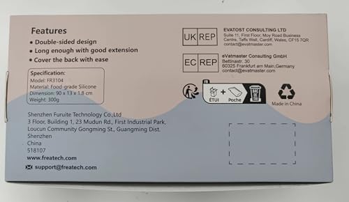 FREATECH Silicone Back Scrubber for Shower, 36" Dual-Sided Back Washer Exfoliator Strap to Clean, Exfoliate and Massage, Easily Cover The Entire Back for Men Women, Easy to Clean, Black