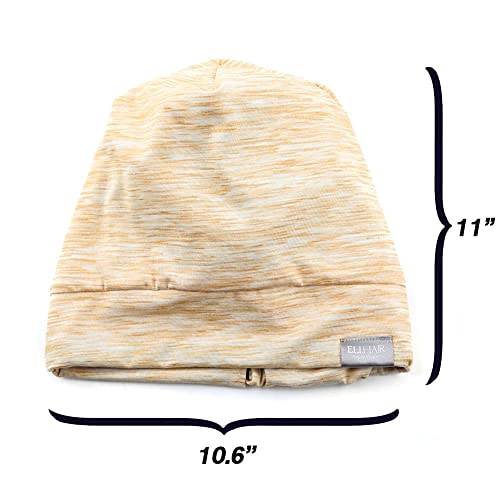 Kids Beanie Sleep Hats Bonnet for Night Sleeping Cap Silky Lined Satin Bonnet with Adjustable Elastic Band for Teens Toddler Child Natural Curly Frizzy Hair Cover(Sand Yellow)