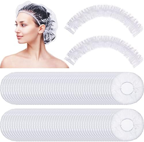 Retisee 500 Pcs Disposable Shower Caps Bulk 18.2 Plastic Clear Hair Caps Elastic Large Thick Waterproof Bath Covers for Women Hair Care Cleaning Supplies Spa Hotel Salon Home Travel Accessories