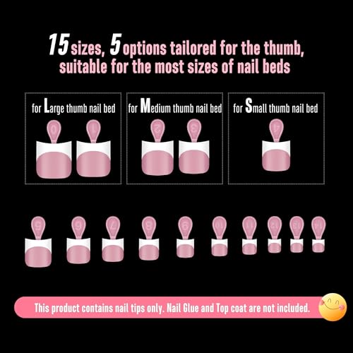 Short Toe Nail Tips White French Tip Press on with Moon Curve, BERRY PINK Thick Sharp Square Toenail Extension, Soft Gel False Nail Kit, Need Glue Builder Gel Top Coat x15 Sizes 240 pcs