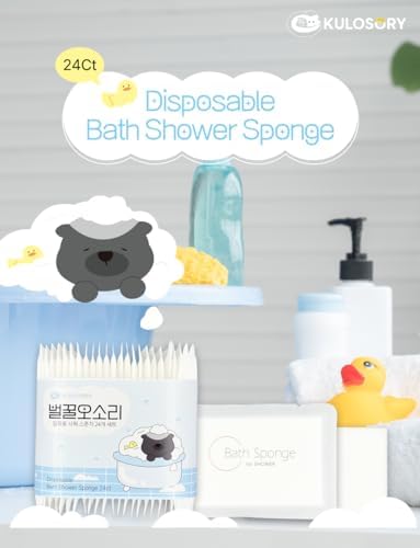 Disposable Bath Sponge White 24Pack / Easy to Carry Anytime, Anywhere/Travel, Camping, Clean Shower Supplies