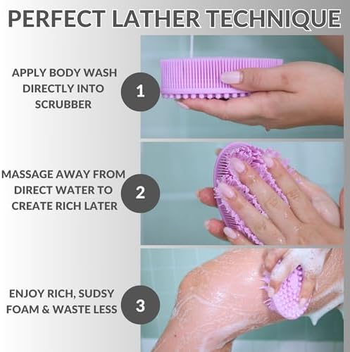 Avilana Silicone Body Scrubber – Gentle Shower Brush & Loofah Alternative- Food Grade & Lab Tested – Fast-Drying, Hygienic, BPA-Free Silicone Body Gentle Exfoliator (Green, Massage)