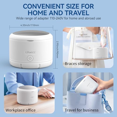 Retainer Cleaner Machine - Ultrasonic Retainer Cleaner, Dental Cleaning Pod for Braces, Dentures, Pacifiers, Mouth Guards, Jewelry & Toothbrush Heads, 150ml Portable Cleaning Machine