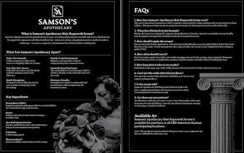 Samson's Hair Regrowth Serum (Deoxyribose (2dDr) 1% formula) (30mL)