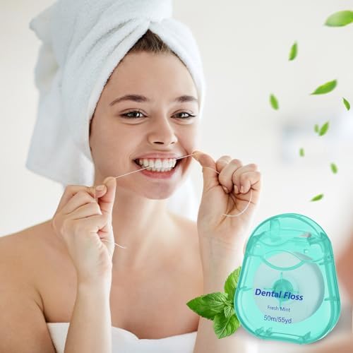 48 Pack Dental Floss Bulk 50m Each Mint Travel Dental Floss Oral Care for Teeth and Gum Protection(Multicolor)