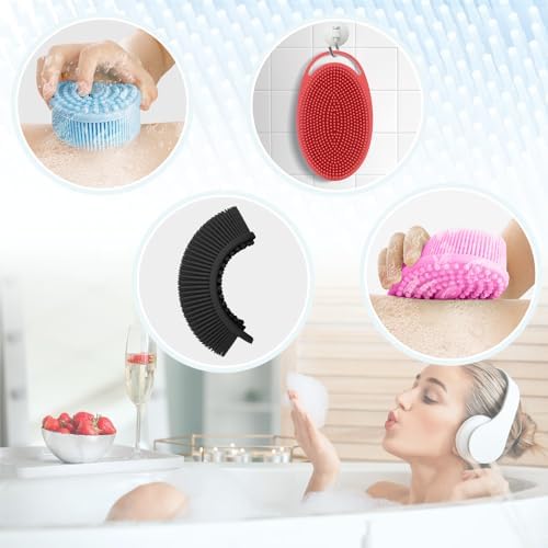 Soft Loofah Silicone Body Scrubbers - 6 Pack Exfoliating Shower Scrubbers for Men & Women