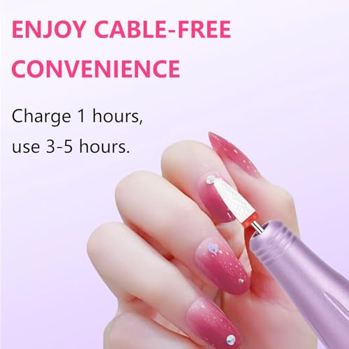 Nail Drill and Dremel - 14-in-1 Portable USB-Powered Nail Care Set with 20000RPM Speed for Gel, Dip Powder, Manicure, Pedicure, Shaping & Polishing, in Elegant Purple