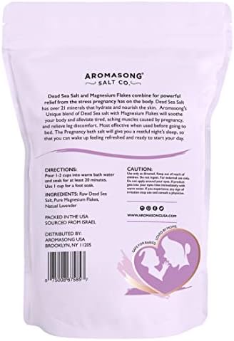 Aromasong Pregnancy Bath Soak 3 LB - 100% Pure Magnesium Flakes with 21 Essential Dead Sea Minerals and Natural Lavender - Better Absorbing Than Epsom Salt