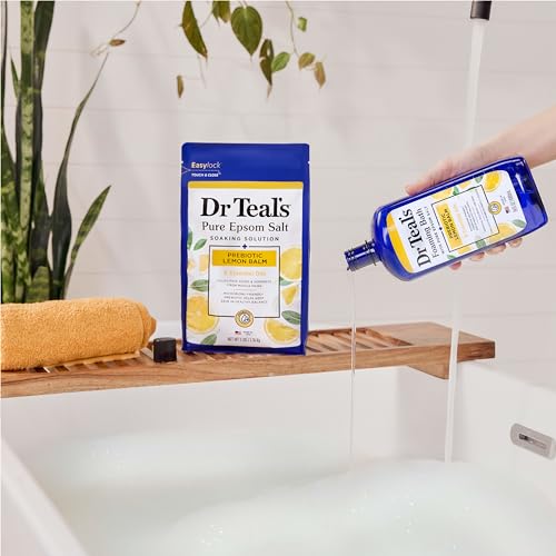 Dr Teal's Foaming Bath with Pure Epsom Salt, Prebiotic Lemon Balm & Essential Oils, 34 fl oz (Pack of 4)