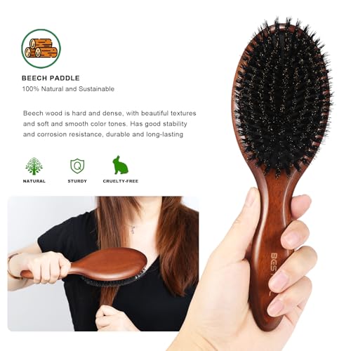 BESTOOL Hair Brush, Boar Bristle Hair Brushes for Women Men Kids, Boar Bristle Brush for Hair Smoothing, Everyday Brush Enhances Shine & Health
