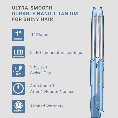 BaBylissPRO 1" Ultra-Sleek Stainless Steel Styling Iron, Hair Straightener, Waver and Curling Tool in one