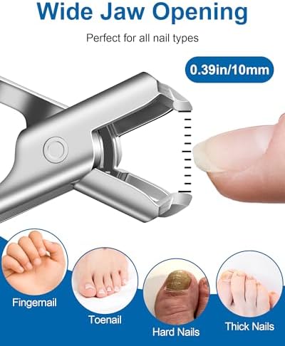 Nail Clippers for Seniors Thick Nails - Sharp Heavy Duty Large Wide Jaw Fingernail and Toenail Clippers with Catcher, for Adults, Men & Women (Silver)