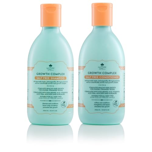 Nature Spell Hair Growth Shampoo and Conditioner Set 10.14 Fl Oz x 2 – Growth Complex Sulphate Free Shampoo and Conditioner Set – Improves Strength, Shine & Volume