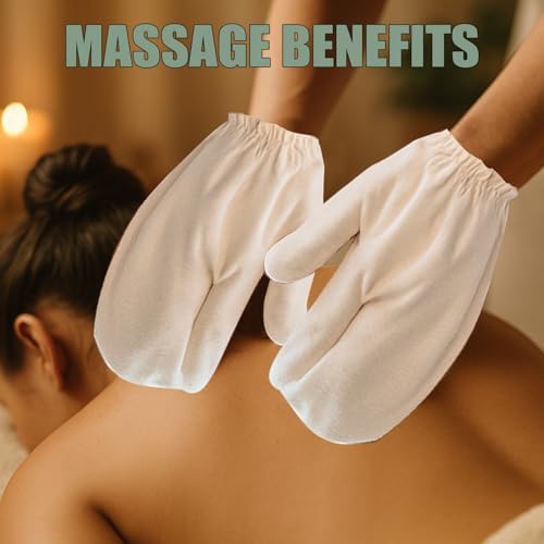 Garshana Gloves Raw Silk Massage, Raw Silk Garshana Gloves with Elastic Wrist Bands for Ayurvedic Skin Brushing Massage (Pair)