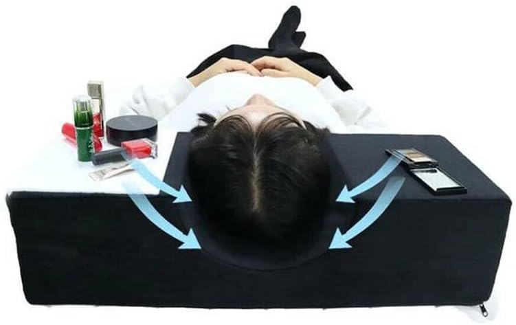 Koolouispoper Grafted Eyelash Extension Pillow Neck Support Eyelash Pillow Soft Memory Foam U Shape Lash Pillow Makeup Salon with Pocket (Black)
