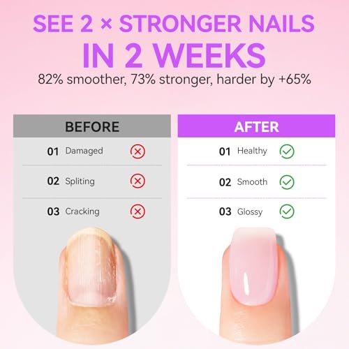Gelike EC Colorful Nail Growth Kit: Pink Nail Hardener & Rose Nail Growth Oil Set - Strengthen Brittle Nails with Floral Scent - Natural Acrylic Formula - Gift for Women Brides