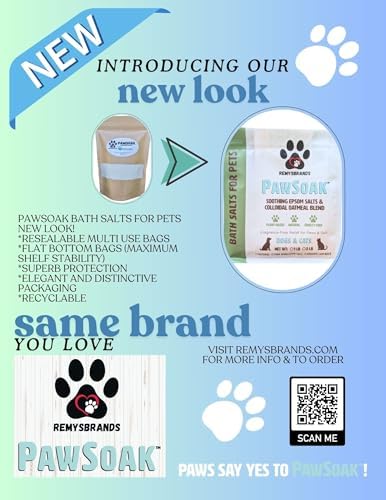 PawSoak Bath Salts for Pets - Epsom Salts & Colloidal Oatmeal Blend - Reduces Excessive Paw Licking & Chewing - Soothing & Cleansing for Dogs & Cats