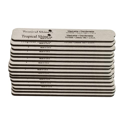 Tropical Shine Zebra Nail File 180/180 Grit (Fifty Pack)