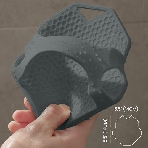Shower Scrubbers for Men Shower Exfoliating Body Scrubber, Ergonomic Silicone Body Scrubber, Reusable, Hygienic Bath Loofah for a Smooth Skin, Gray