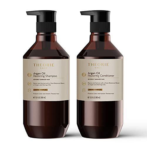 Theorie Argan Oil Restoring Shampoo - Rejuvenate & Moisturize - Sulfate Free - Suited for All Hair Types - Safe for Color & Keratin Treated Hair, Pump Bottle 800mL.