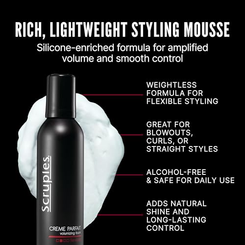 Scruples Creme Parfait Volumizing Foam - Rich & Weightless Styling Foam for Ultimate Smoothing Control, Hydration and Frizz-Free Hold - Alcohol-Free Volume Hair Mousse for Fine to Thick Hair (8.5 oz)
