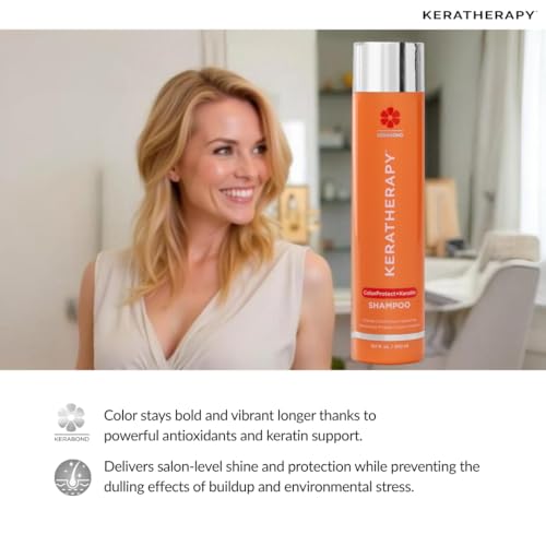 KERATHERAPY Keratin Infused Color Protect Shampoo, 10.1 fl. oz., 300 ml - Gluten Free Color Protecting Shampoo for Color Treated Hair with Kerabond Technology, Red Raspberry Oil, Omega 3 & 6