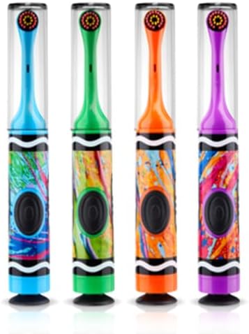 GUM Crayola Power Toothbrush for Kids, Extra Soft Bristled Toddler Toothbrushes, Travel Cap + Suction Cup Base, Batteries Included, 1 Count(Pack of 2)
