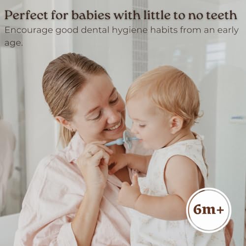Haakaa 360° Silicone Baby Toothbrush – 100% Soft Food Grade Silicone, BPA-Free, Suction Base, Safe for Babies 6 Months+, Gentle Gum and Teeth Cleaning for Infants, Gum Massager (Pink)