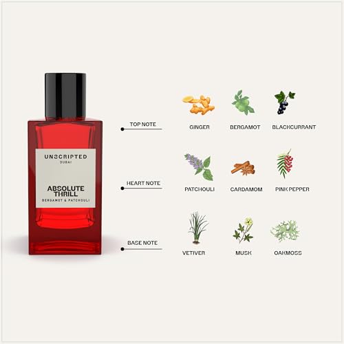 Absolute Thrill - Luxury Arabian Cologne for Men - Long Lasting Perfume from Dubai with Bergamot, Patchouli, Cardamom, Musk, Vetiver, Ginger Notes - Arabic Eau de Parfum - 3.4 oz EDP Spray