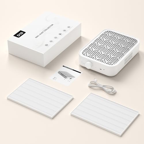 Nail Dust Collector Cordless - Rechargeable Nail Dust Collector Quiet & Powerful Suction, Professional Nail Tech Dust Collector for Acrylic Gel Polish Manicure Pedicure at Salon&Home
