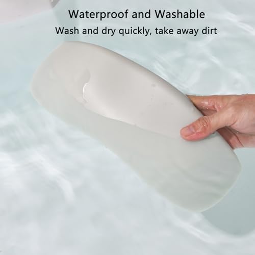 Bath Pillow, Bathtub Pillow with Self Suction, Waterproof Bath Pillows for Tub Head and Neck Support, Relaxing Bath Tub Pillow for Soaking, Spa Accessories Grey