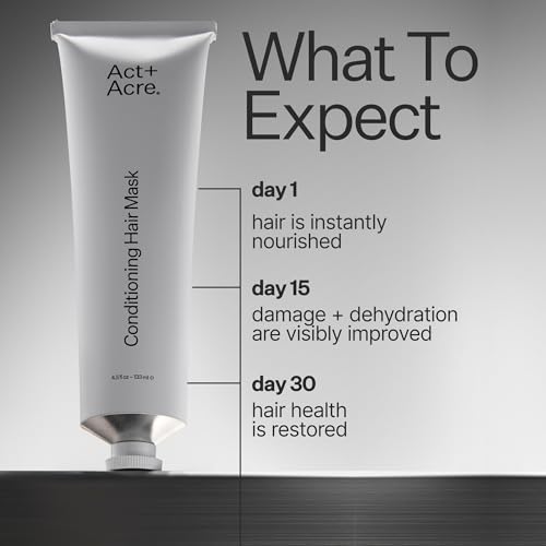 ACT+ ACRE Restorative Conditioning Hair Mask - Cold Processed Hair Treatment for Hydrating Dry and Damaged Hair - Moisturizing Silicone Free Hair Masks (4 Fluid Ounces)