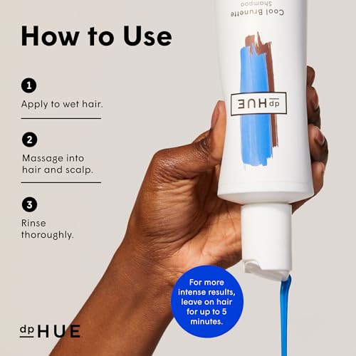 dpHUE Cool Brunette Shampoo - 8.5 oz - Blue Pigments Neutralize Unwanted Orange, Red & Brassy Tones - Color Safe - Paraben, SLS & SLES Sulfate Free - Leaping Bunny Certified