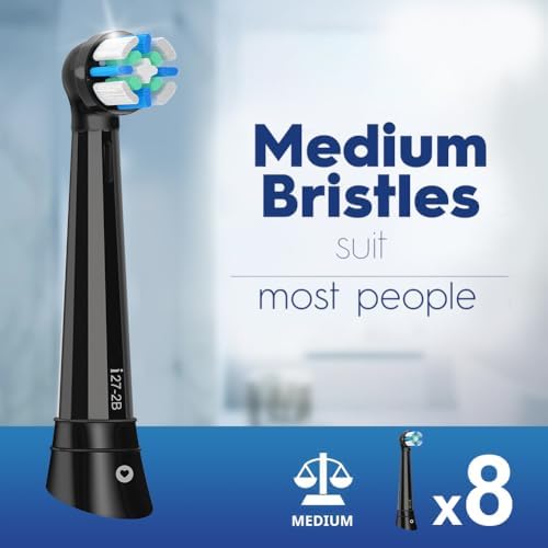 8 Pack IO Replacement Heads Compatible with Oral B iO 2/3/4/5/6/7/8/9/10 Series Electric Toothbrush, Brush Heads Compatible with Oral B iO for Gentle Dental Care (Black)