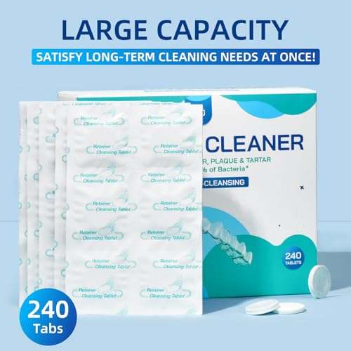Retainer & Denture Cleaner Tablets (240 count) - Dental Aligner, Mouth & Night Guards, False Teeth Cleaning