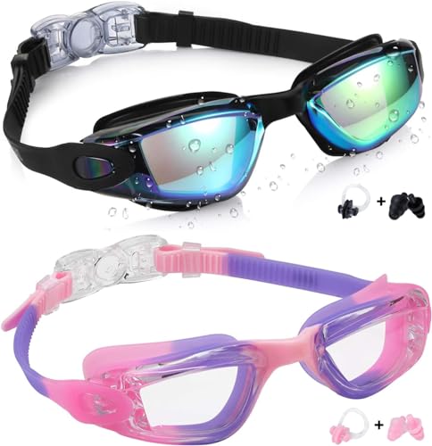 Aegend Kids Swim Goggles, Pack of 2 Swimming Goggles for Children Boys & Girls Age 3-14