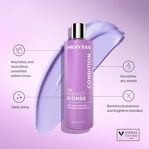 Pravana The Perfect Blonde Purple Toning Conditioner | Neutralizes Brassy, Yellow Tones | For Color-Treated Hair | Adds Strength, Shine, Elasticity