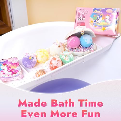 Unicorn Bath Bombs for Kids with Surprise Inside, 6 Pcs Oversized Handmade Bath Bombs with Jewelry Toys & Cross-Body Bag, Gift for Girls Aged 3-12, Christmas, Birthday