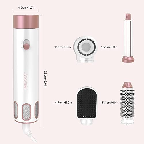5 in 1 Hair Air Styler, Ionic Hair Dryer Brush Hot-Air Curlers, Multi Hair Styler, Blow Dryer for Fast Drying Straightening Volumizing Curling Styling (Pink)