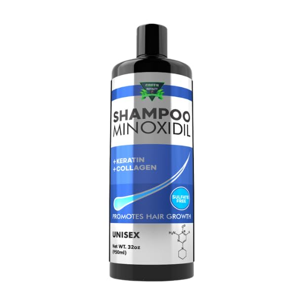 Minoxidil Shampoo – Sulfate-Free with Keratin & Collagen – Deep Cleansing & Nourishing Formula for Fuller, Thicker-Looking Hair – Unisex – 32oz (950ml)