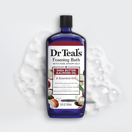 Dr Teal's Foaming Bath with Pure Epsom Salt, Shea Butter & Almond, 34 fl oz (Pack of 4)