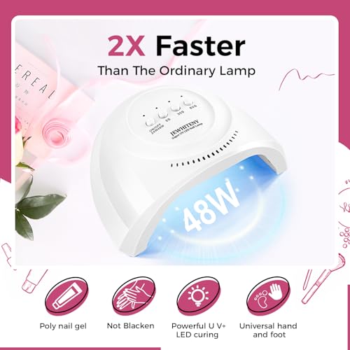 JEWHITENY 28 Colors Poly Nail Gel Kit with Base Top Coat Purple Blue Yellow Nude Pink Glitter Shades Quick-Dry for Beginners DIY Need U V Lamp Curing