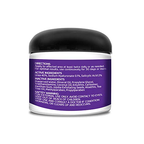 BARE 40 PRO, 40% Urea Gel w/ 2% Salicylic Acid and Hyaluronic Acid, Tea Tree Oil, Aloe Vera Extract, Jojoba Beads, 4oz Jar, Works on Corns, Calluses, Cracked Heels, Superior Hydration to Urea Creams